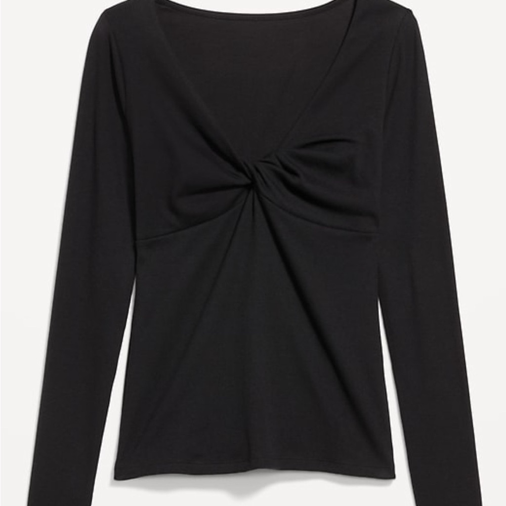 NWT Old Navy Black Twist-Front Ribbed Top XXL